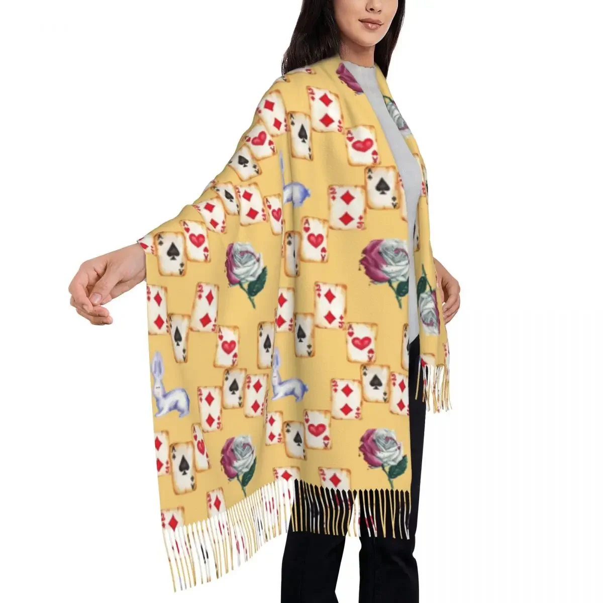 Watercolor Magic Poker Women's Pashmina Shawl Wraps Fringe Scarf Long Large 