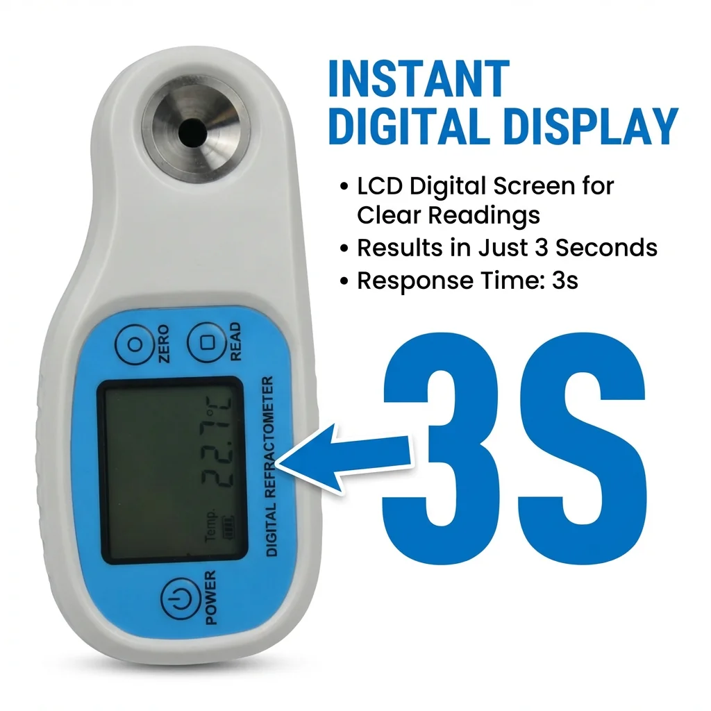 

2026SKZ1019 Handheld Pocket Refractometer Digital Display ATC 3s Reading for Fruit Juice Honey Sugar Concentration