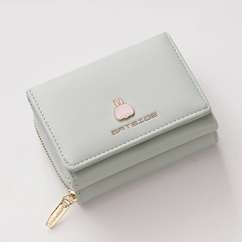 

ort Women's Wallet Cute Simple Student ID Card Holder Cact Design Faionable Korean Sle Soft PU Leather Zipper Closure