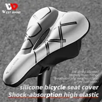 WEST BIKING Soft Bicycle Gel Saddle Cover High Rebound Memory Foam Comfortable Breathable Painless Seat Cushion With Rain Cover