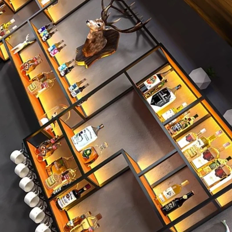 

Kitchen Wine Racks Organizer Hanging Wall Display Large Store Narrow Standing Cabinet Muebles De Candybar Restaurant Furniture