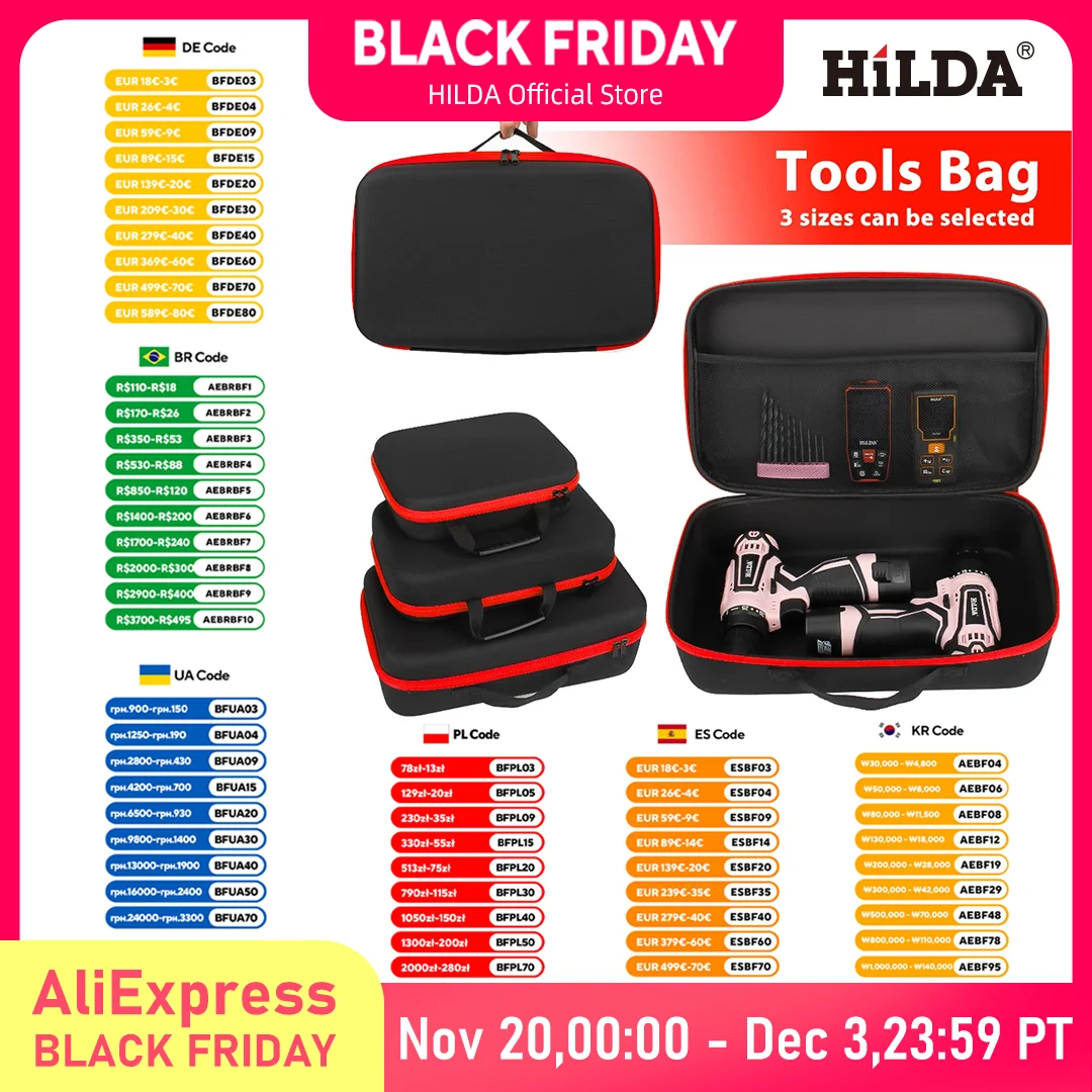 حقيبة أدوات ذات سعة كبيرة من HILDA مكونة من 3 مقاسات مع أدوات ذات حواف حمراء وحقائب أدوات مقاومة للماء وحقيبة أدوات أجهزة كهربائي #1