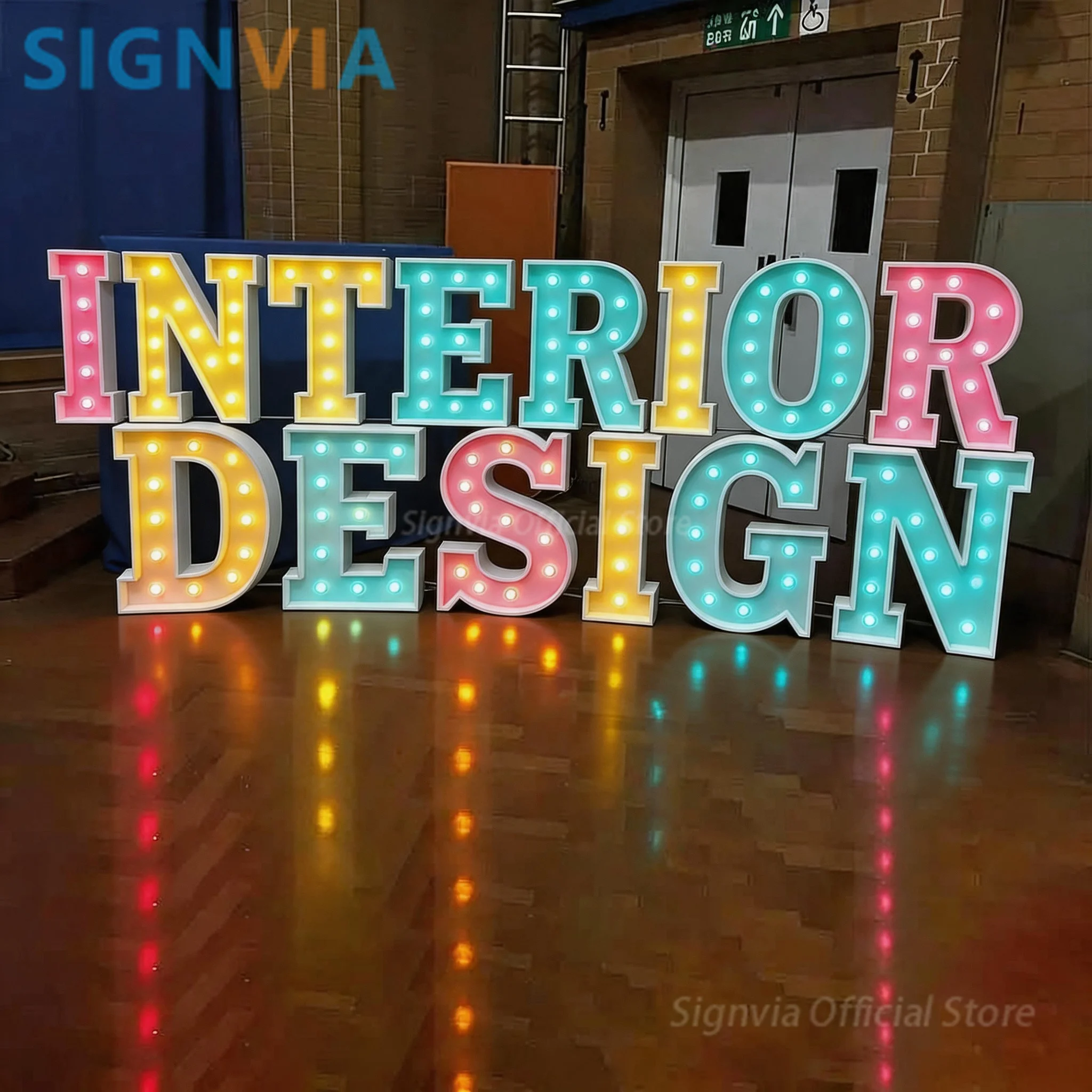 Interior Design Vintage Bulb Letter Light Sign, Custom LED Marquee Sign, Waterproof Wall Mount Business Store Display Decor