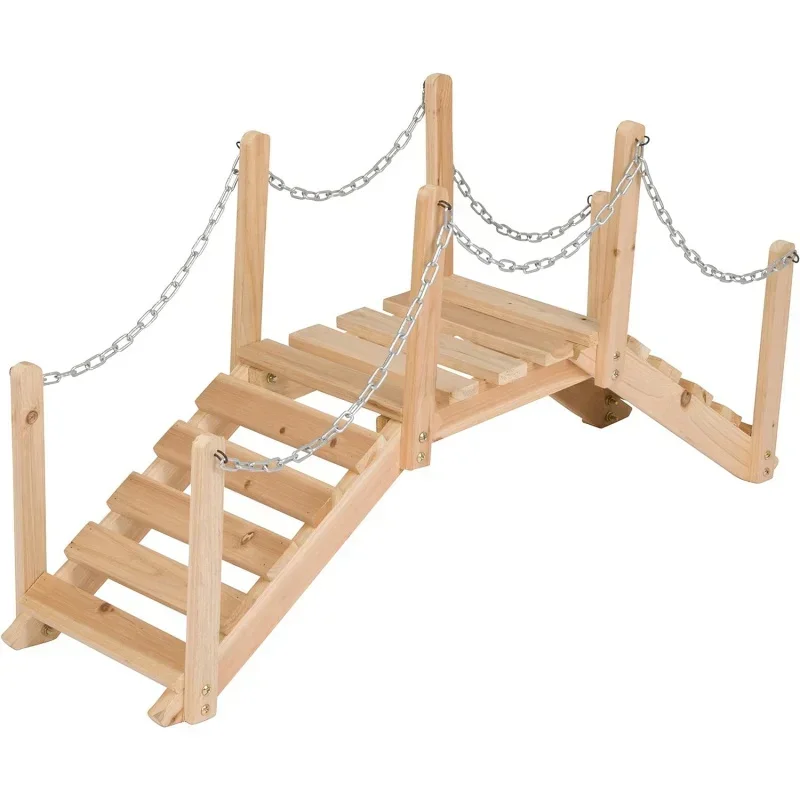 

# Shine Company 4963N Декоративный садовый мост из кедрового дерева с боковыми направляющими, натуральный #