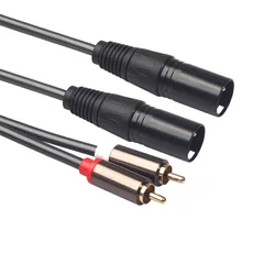 1.5m 4.9ft 5mm Dual XLR przejście ze złącza męskiego na podwójne złącze męskie RCA sygnału Audio kabel Patch kabel Audio