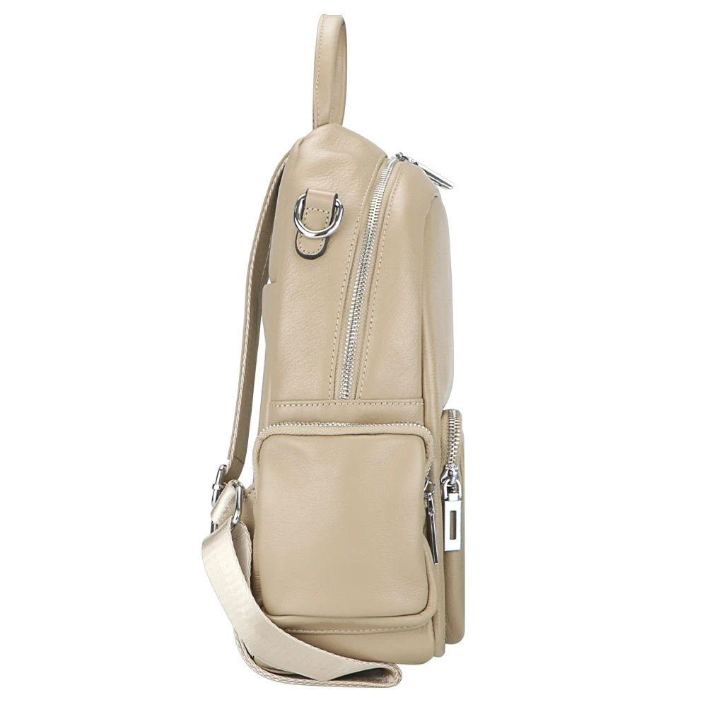 Royal Bagger Solid Color Backpacks, Genuine Leather Backpack, Large Capacity Shoulder Bag, Casual Handbag for Women 1801
