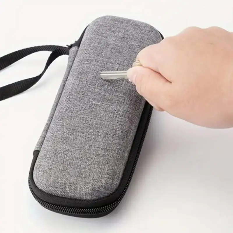 Retro Solid Color Shaver Storage Box With Zipper Closure And Handle, Pressure Resistant Travel Versatile Portable Carry Pouch