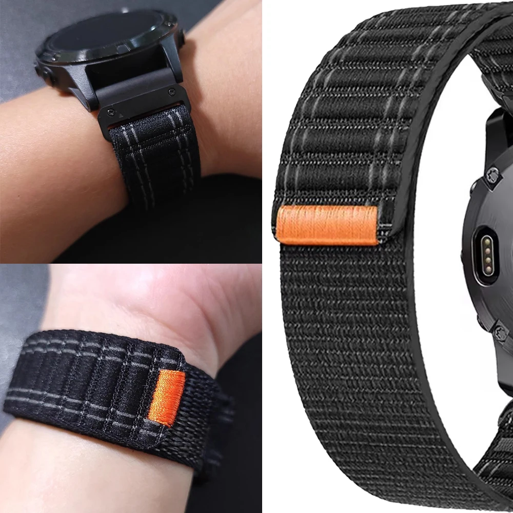 QuickFit 22 mm 26 mm gewebtes Nylonband für Garmin Fenix E 8 7 7X 6 6X 5 5X/Enduro 3/Epix Pro Gen2/Forerunner 970 965 Armband