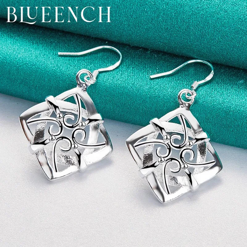 Blueench 925 Sterling Silver Hollowed Out Earrings Pendant Suitable For Women'S Wedding Party Fashion Personality Jewelry