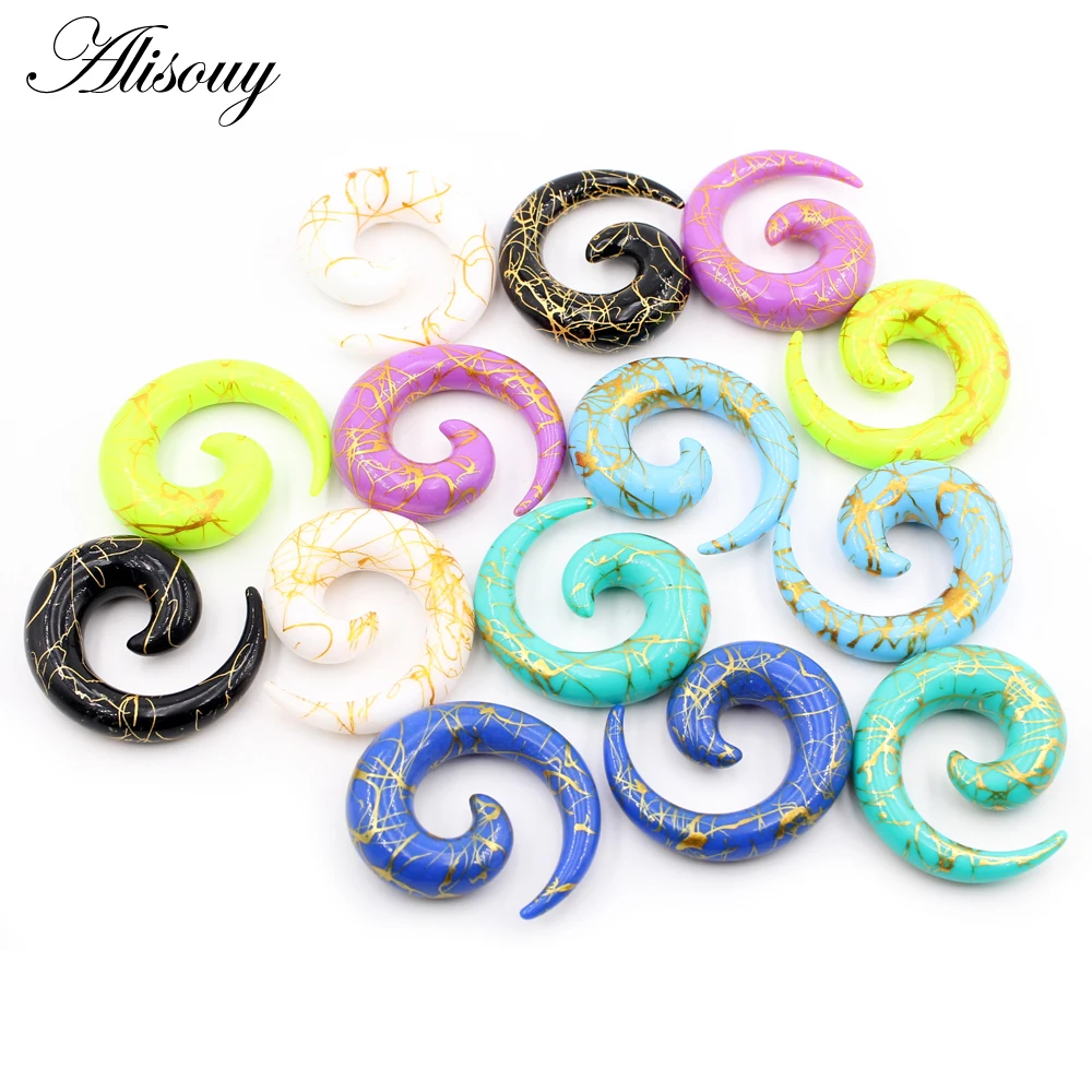 Alisouy 2PC Acrylic Spiral Ear Plug Stretching Tapers Body Jewelry Acrylic Ear Tapers Ear Expander Tunnel Gauges 1.6mm-20mm