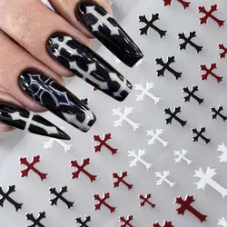 Retro Cross Nail Stickers Punk Snake Nail Decals Geometry Strips Dots Design Self Adhsive Nail Art Stickers Women Nail Supplies