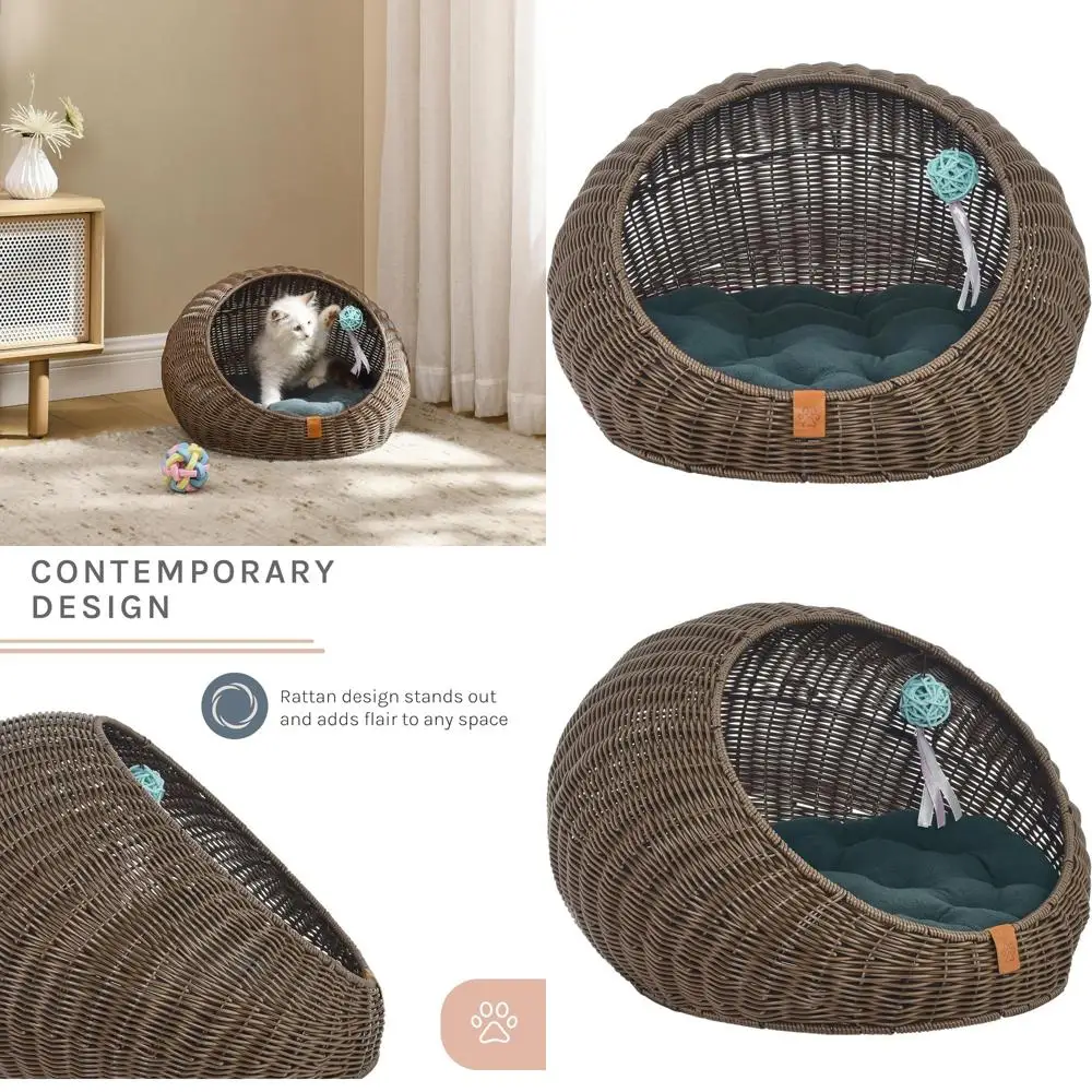 

Luxury 20-Inch Brown Oak Dog and Cat Bed with Plush Comfort for Pets