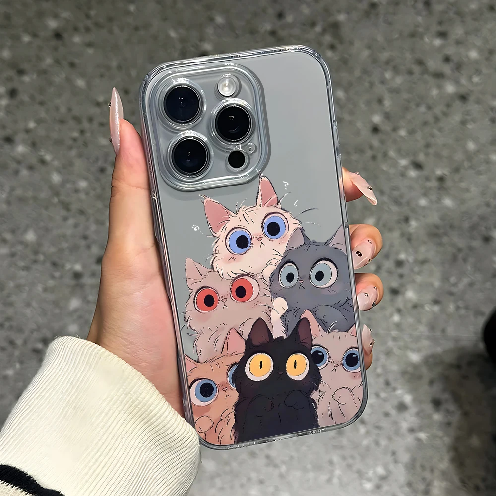 

Cute Cat Stacking Silicone Phone Case for IPhone 17 16 15 14 13 12 11 Pro Xs Max Air Mini 7 8 6 6s Plus SE 2020 2022 Cover