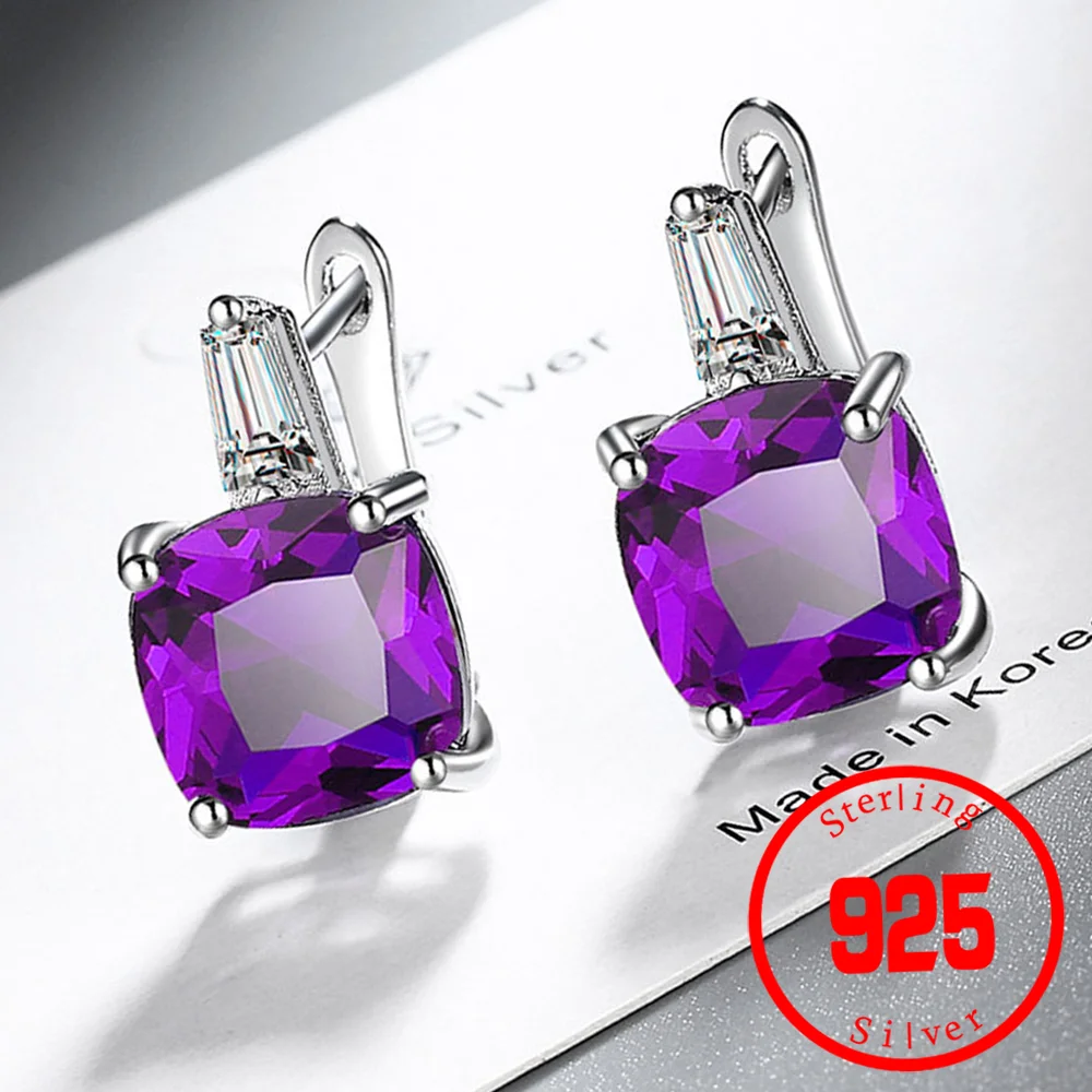 

Square Moissanite Ear Buckles for Women Wedding Engagement 925 Sterling Silver Luxury Fine Jewelry