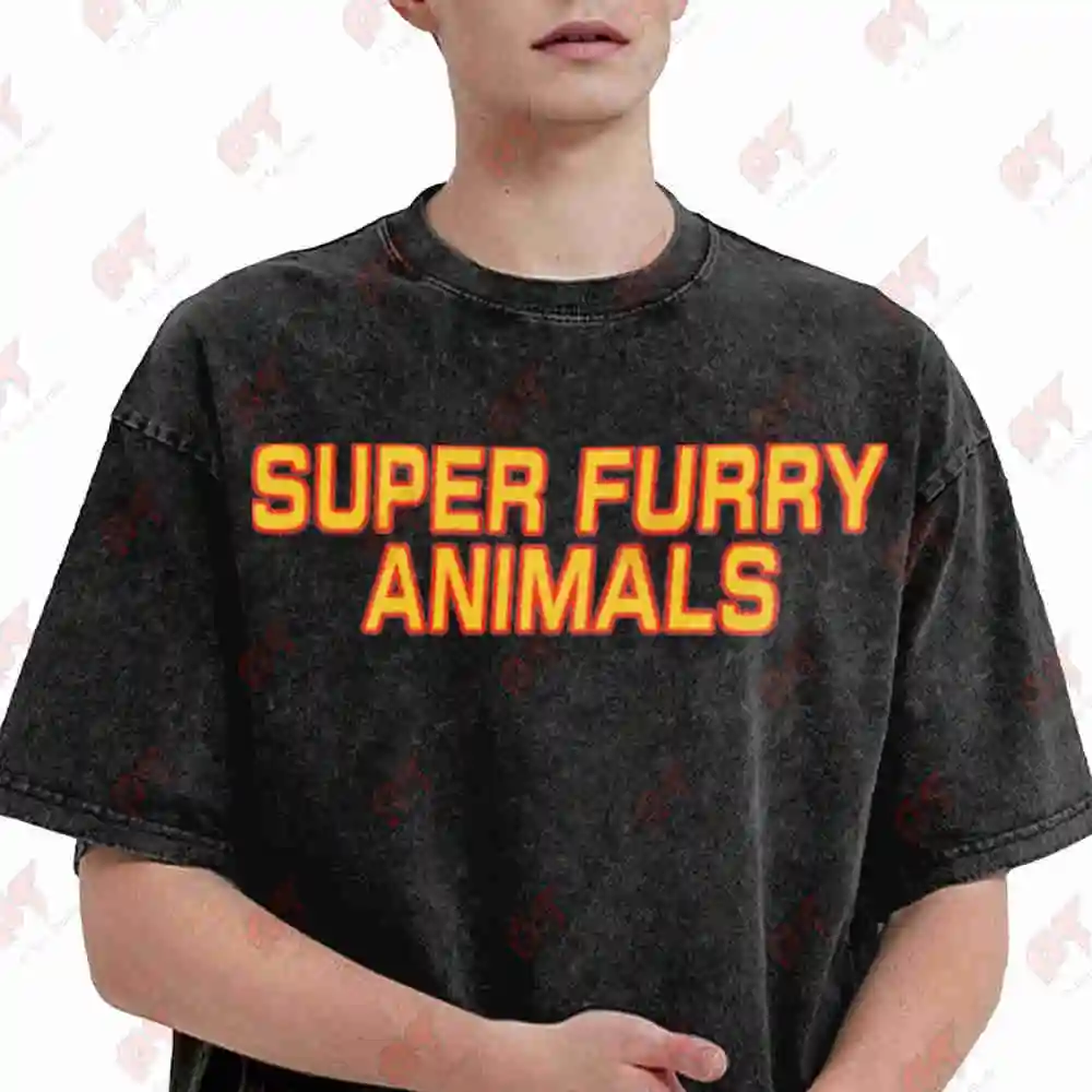 Super Furry Animals Britpop Welsh Vintage Washed Tee Pure Cotton T-Shirt