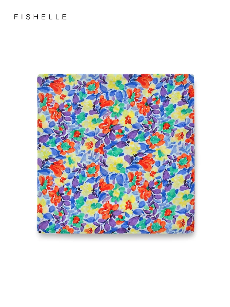 

New floral colorful 100% silk scarf crepe de chine shawl small square scarfs women scarves luxury gift hairband wrap hijab