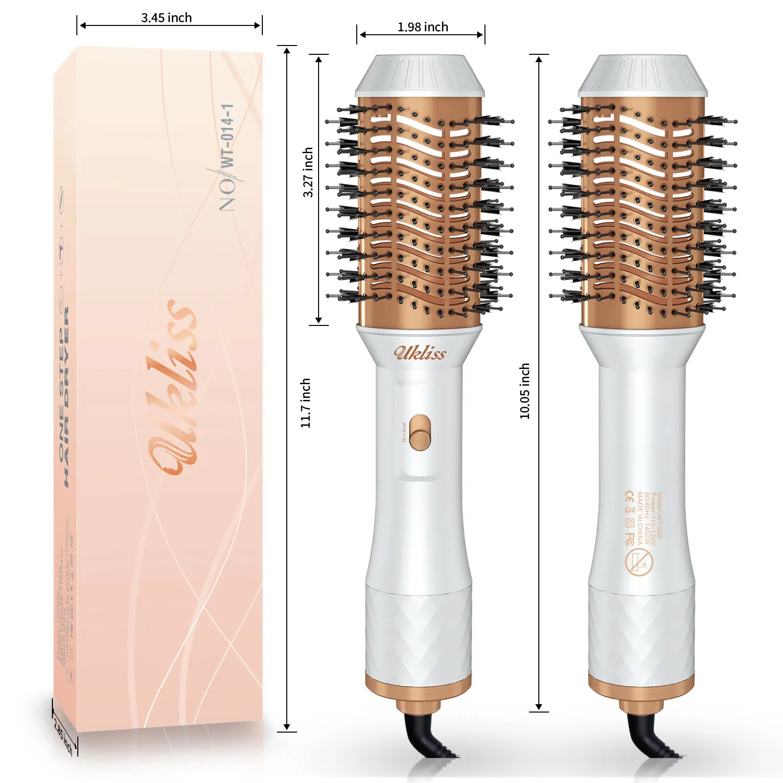 UKLISS-cepillo de aire caliente de un paso, secador y voluminizador de pelo Original, rizador de pelo, Alisador, 1000w, herramientas de peinado para salón de belleza