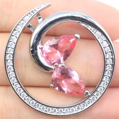Compre 5 e ganhe 1 grátis 35x30mm bonito topázio azul suíço rosa kunzite rosa morganite londres topázio azul cz pingente de prata feminino