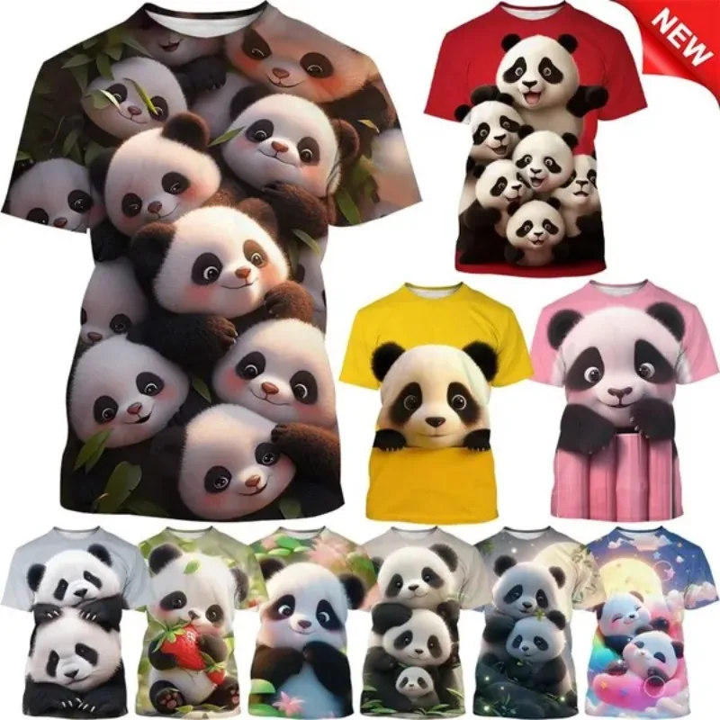 Men's and Women's Cute Cartoon Animal Panda Cosplay Men's Clothing 3D Printed T-shirt Round Neck Short Sleeve Casual Top