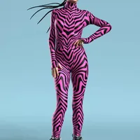 Sexy Zentai Bodysuit Fashion Colorful Halloween Cosplay Costume for Women Carnival Clothes Party Outfit Long Sleeve Front Zipper