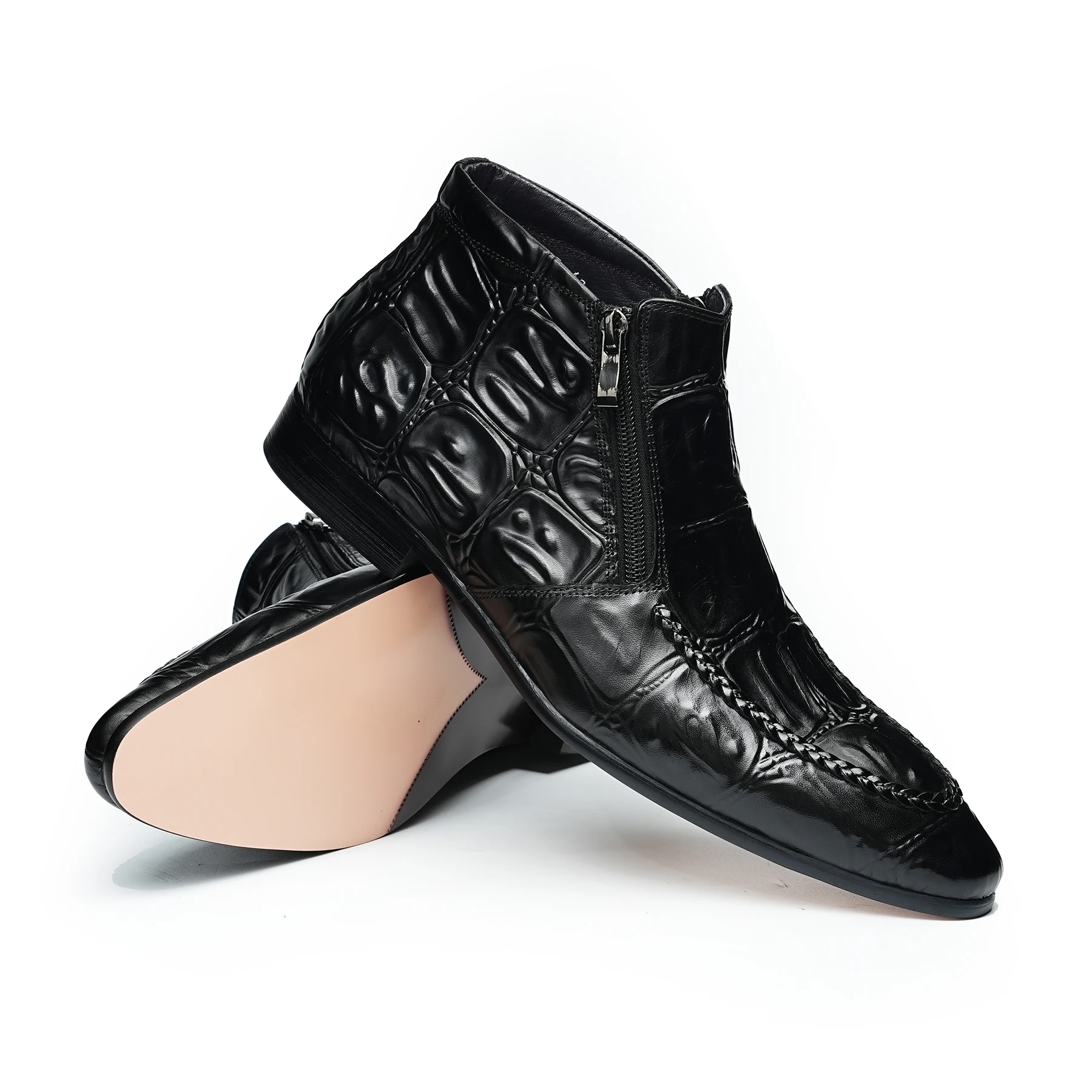 

Men's Brogue Genuine Leather Chelsea Boots Handmade Cowhide Zip Ankle Street Winter Shoes #65182