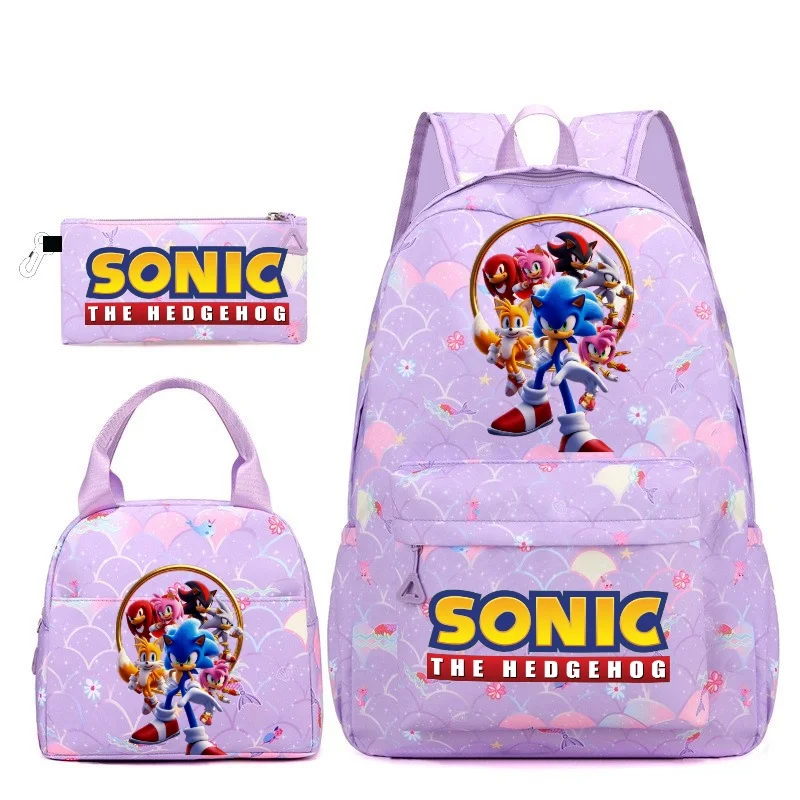 

Cartoon SONIC School Bags 3pcs Women Girls Gradient Ramp Software Backpacks Lightweight Capacity Teens Laptop Travel Mochilas