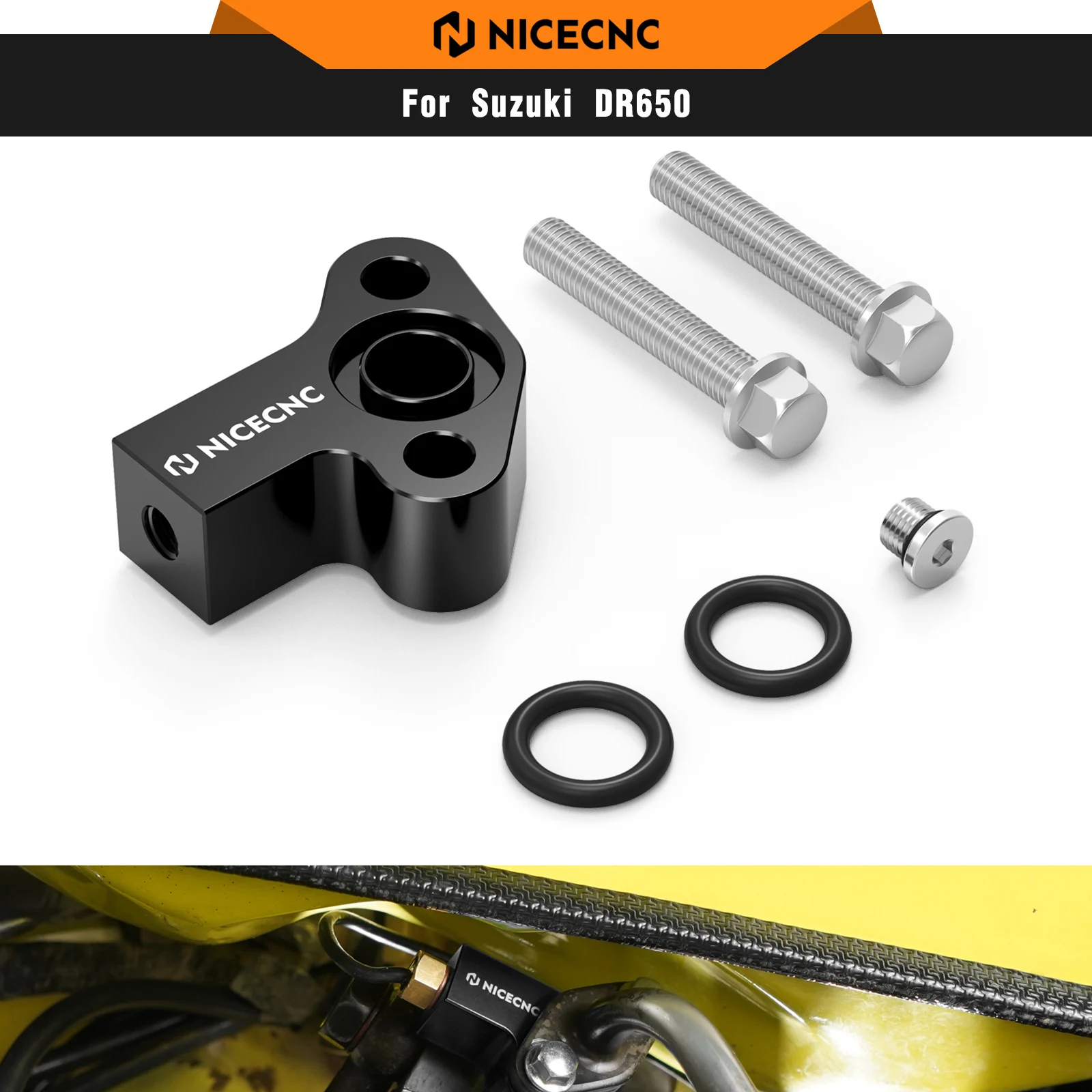 For Suzuki DR650 S/SE 1996–2024 NICECNC Oil Temperature Sensor Block Kit Connector DR650 2023 2022 2021 2020 2019 2018 2017