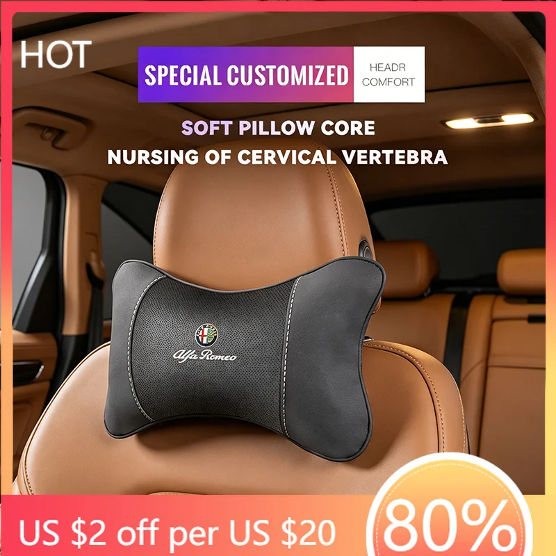 Hub Caps Hub Caps 1Pcs Car Headrest Auto Breathable Seat Neck Pillow Accessories For Alfa Romeo 156 159 147 4C 8C 166 Giulia Giu