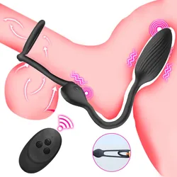 Anal Vibrator for Men Wireless Prostate Stimulator Massager Male Delay Ejaculation Ring Buttplug Cock Rings Sex Toy for Couples