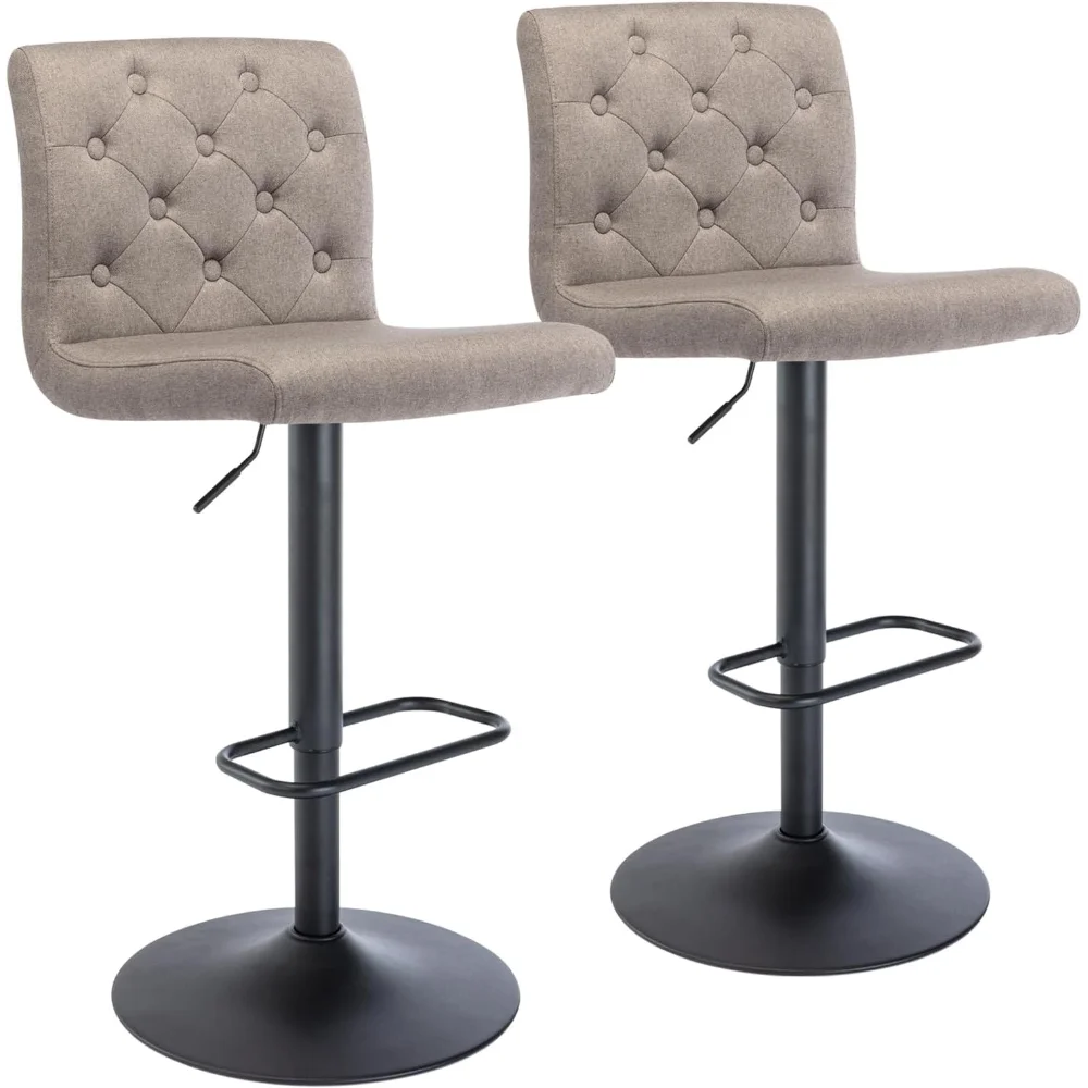 

Tufted Fabric Bar Stools Set of 2, Adjustable Swivel Counter Height Barstools with Back, Upholstered Armless