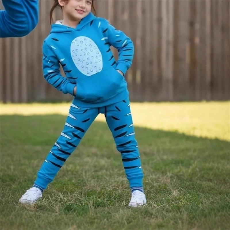 

Shrug Cat Blue Derpy Tiger Cosplay Hoodie Pants K-Pop Costume Fantasy Halloween Carnival Party Suit For Men Women