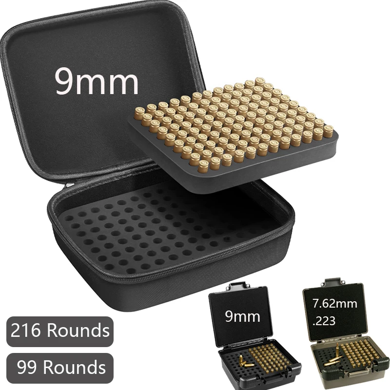 9mm .223 7.62x39 Ammo Bag Hunting Ammunition Storage Box Bullet Holder Cartridge Case for Outdoor Shooting Gun Accessories