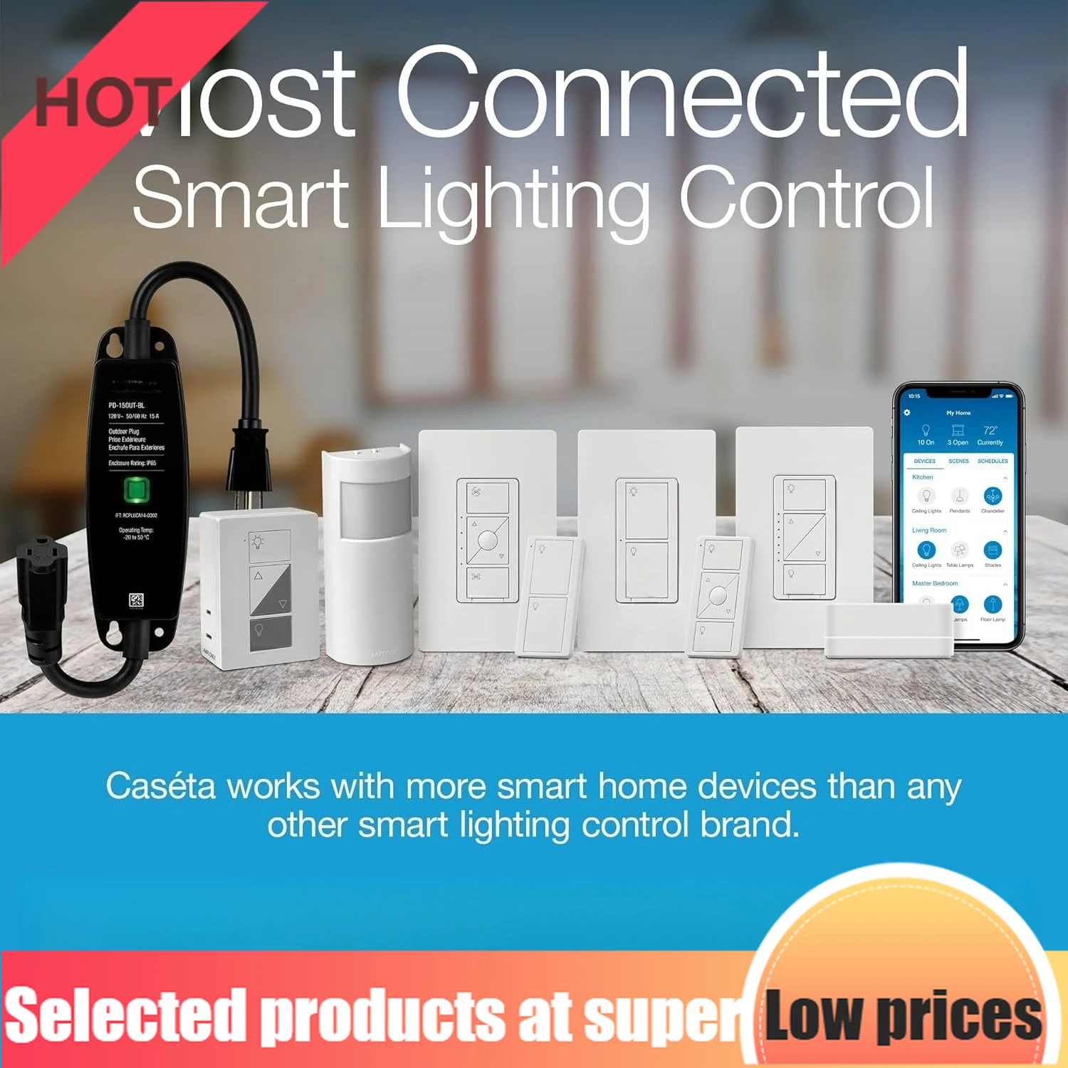 

Оригинальный умный диммер-выключатель (требуется смарт-хаб), для светодиодных ламп, 150 Вт, однополюсный/трехпозиционный, не требуется нейтраль, белый.