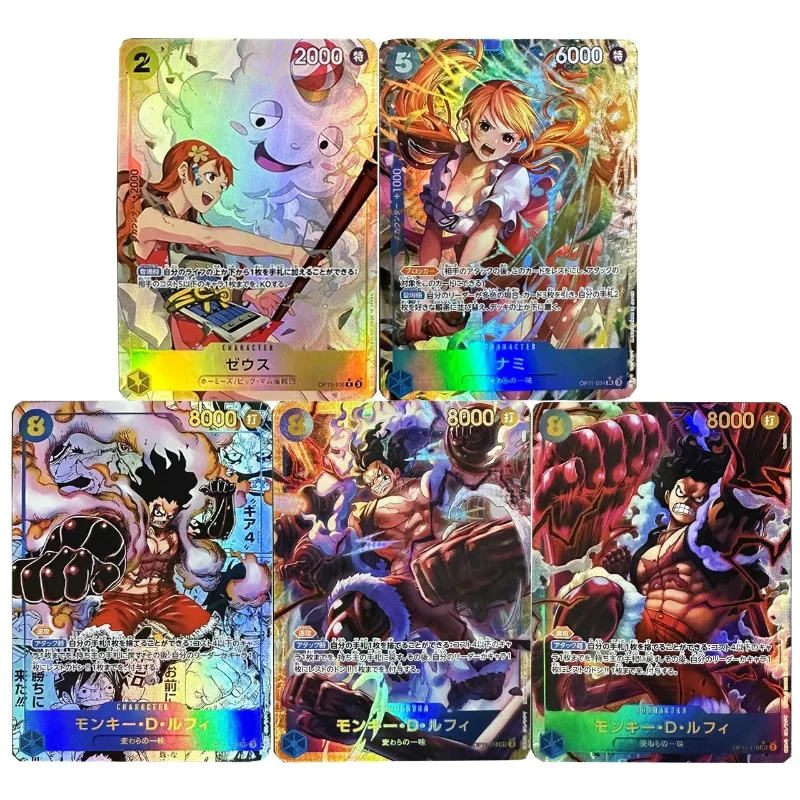 

5 шт. One Piece11 различная картина DIY OPCG Nami Zeus игровая коллекционная карта SEC Comics Monkey D Luffy самодельная цветная флэш-карта