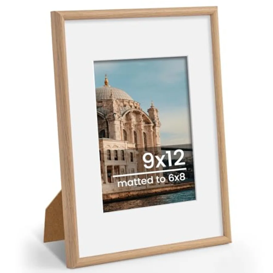

9x12 Picture Frame, Display Pictures 6x8 with Mat or 9x12 Without Mat, Wall and Tabletop Display Photo Frame,,1 Pack