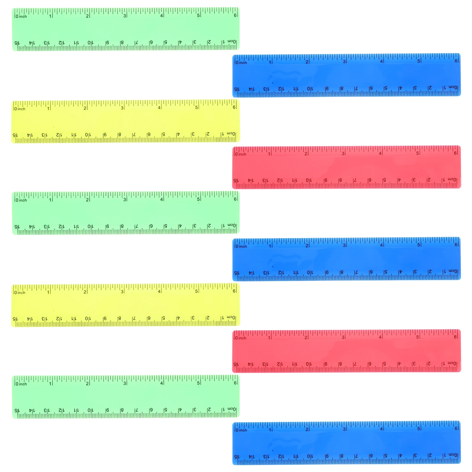20pcs Colored Straight Ruler Cute Students Measuring Rulers Reusable Plastic School Supplies Kids Gift Lightweight
