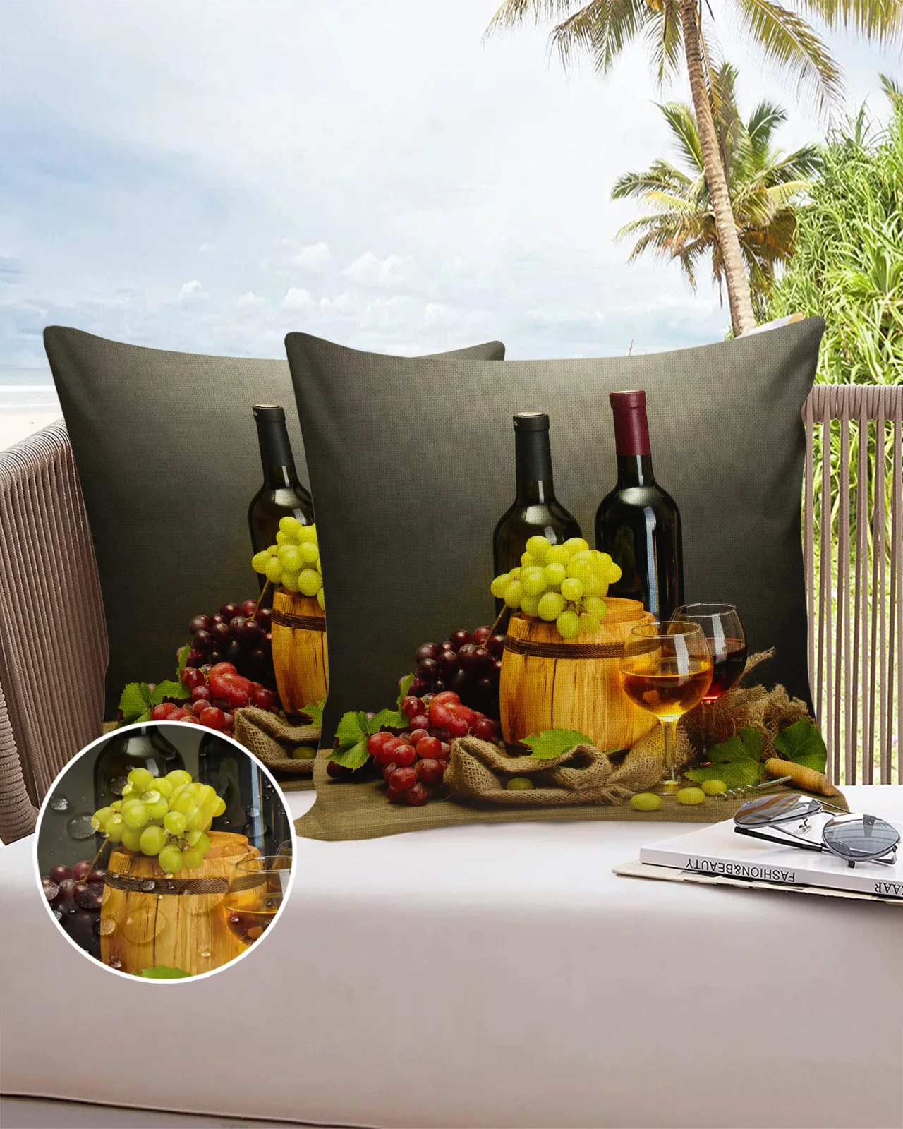 2/4pcs Pillowcase Set Grape Wine Fruit Leaves Rag Luxury Cushion Case Home Decoration Sofa Waterproof Pillowcase