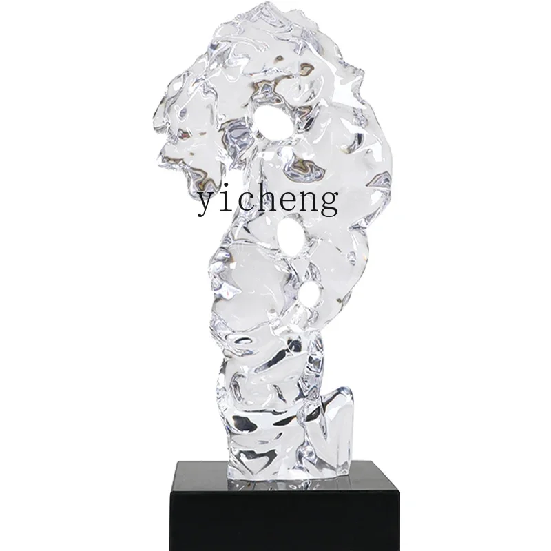 

light luxury entrance decoration high-end living room TV cabinet next to the floor Taihu stone sculpture