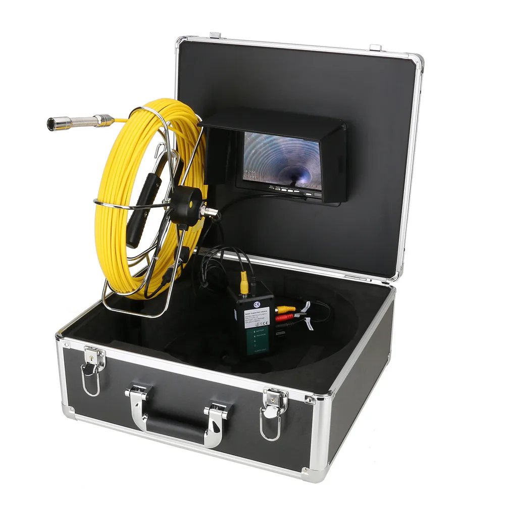 

50M Sewer Pipe 7 Inch DVR 8GB Card Meter Counter 17mm IP68 Industrial Drain Endoscope
