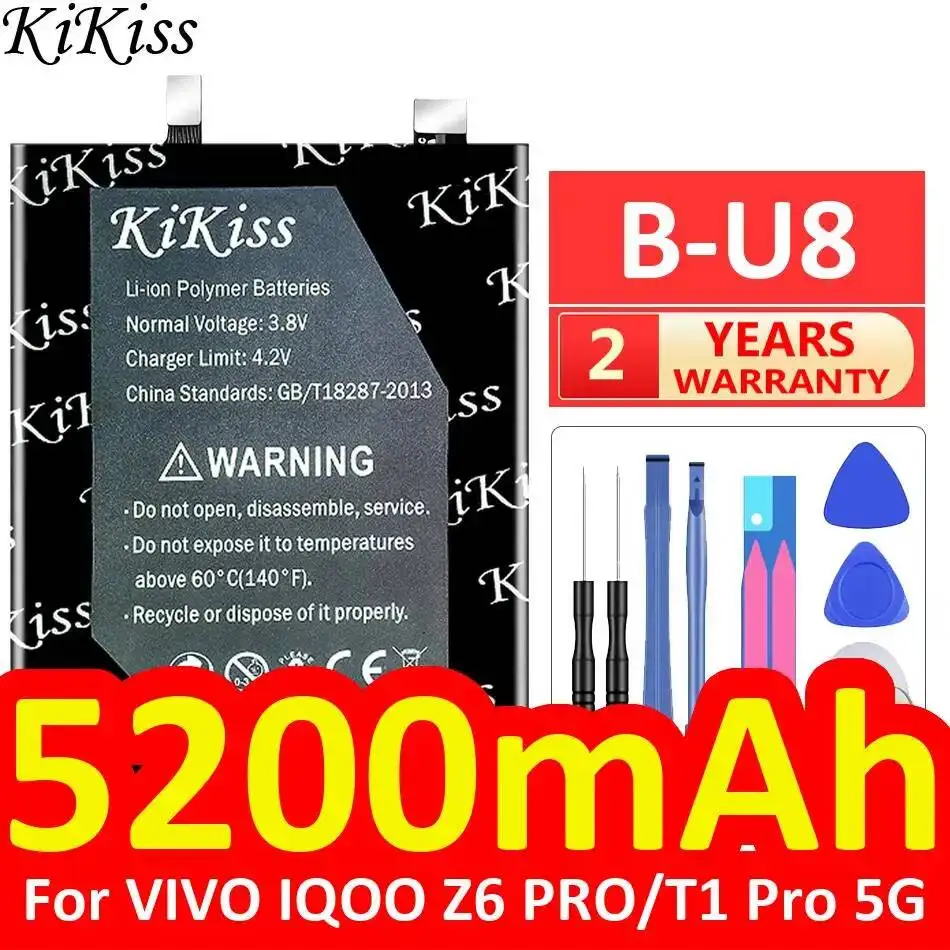 

B-U8 долговечный сменный аккумулятор премиум-класса для мобильного телефона 5200 мАч для Vivo Iqoo Z6 Pro T1 5G