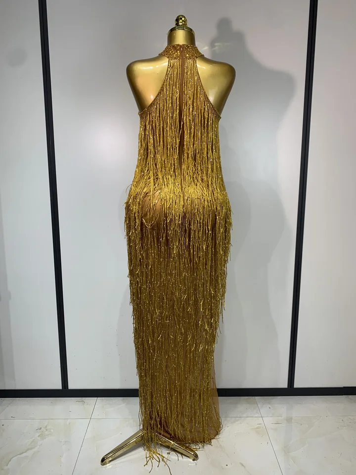 slim fit dress slacks Buy Elegant Gold Silk Knee Length Dress main image 0
