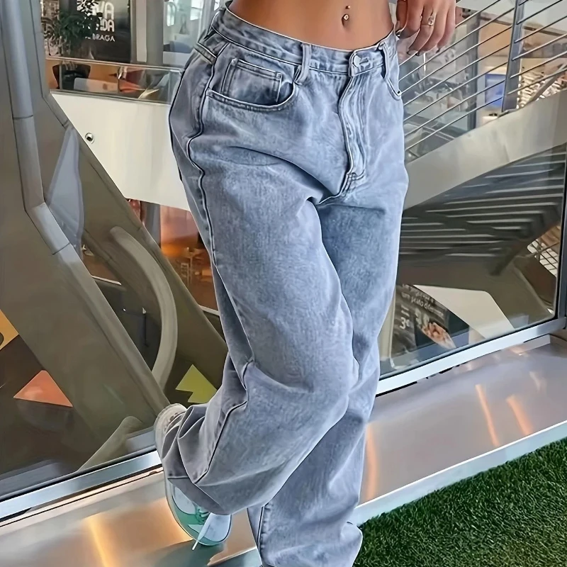 

Jeans for Woman Y2k Clothes High Waist Loose Fit Plus Size Stretch Denim Casual Vintage Washed New Trendy Fashion Casual
