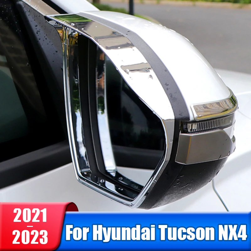 

Car Rear View Mirror Rain Eyebrow For Hyundai Tucson NX4 2021 2022 2023 Hybrid N Line Rain Board Sunshade Cover Accessories