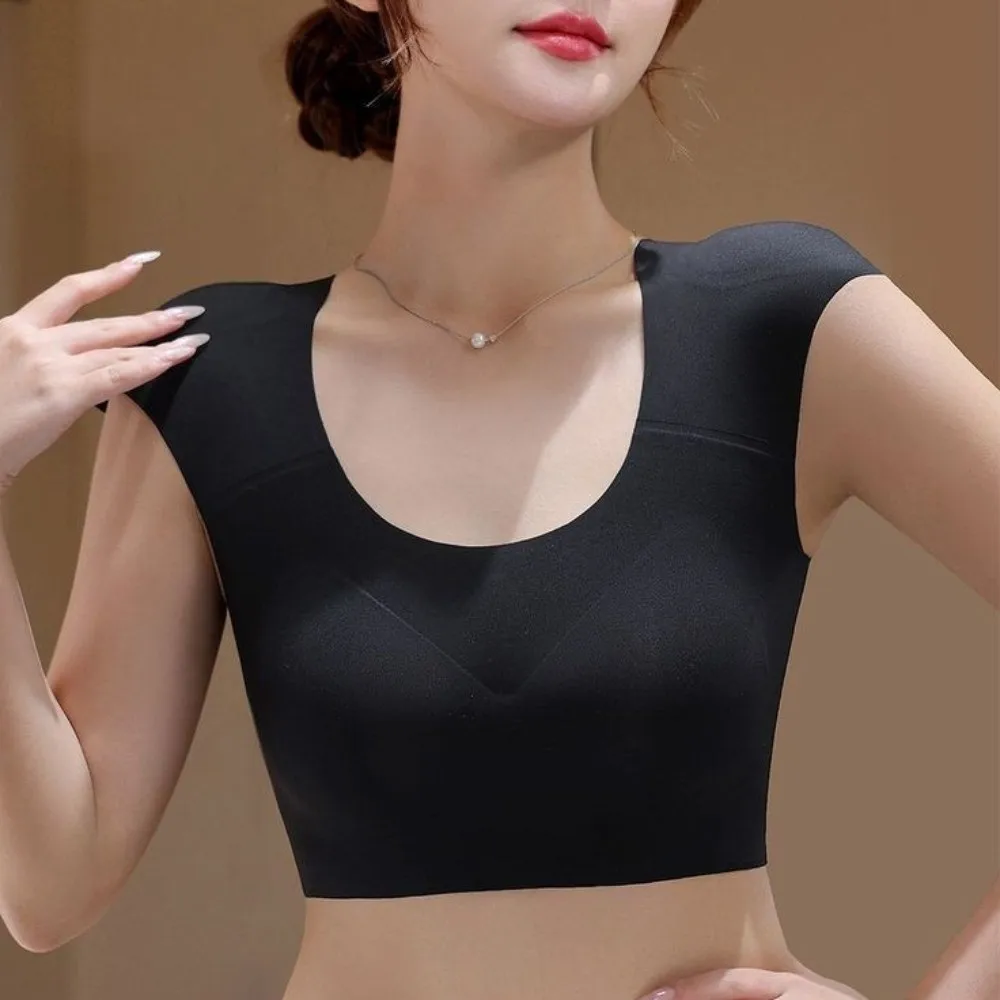 Invisible Right-angled Shoulder Underwear Anti-sagging Wireless Seamless Bra Thin Shockproof Underwear for Women Girls Shapewear