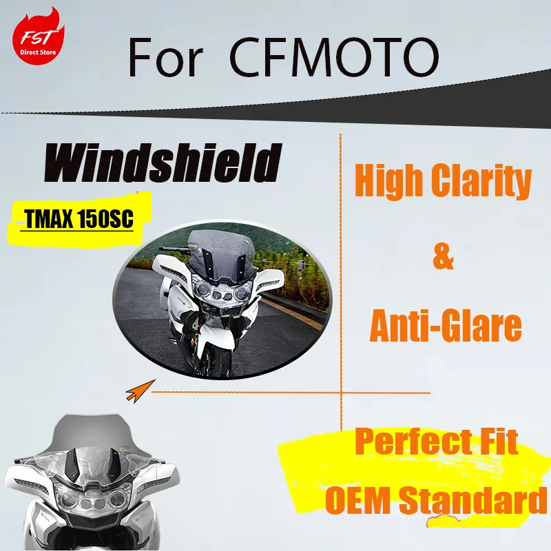 All-Weather Imported Windshield for CFMOTO 650TR-G Guobin, Heightened Wind Protection Shield