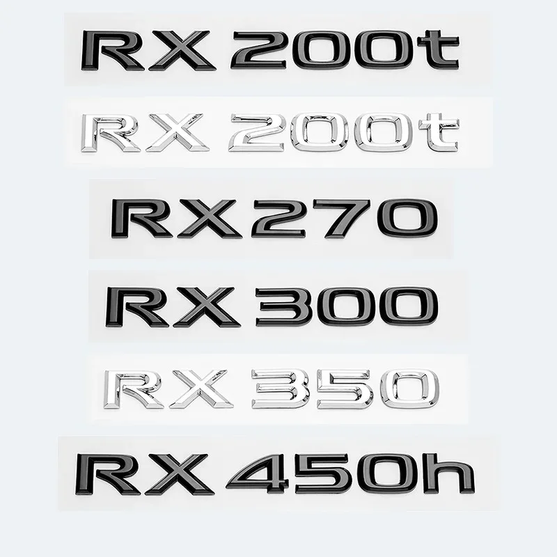 3D Chrome Glossy Black ABS RX200t RX270 RX300 RX350 RX450h RX450hL HYBRID Emblem for LEXUS Car Trunk Trunk Rear Logo Sticker