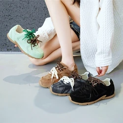 Aiyuqi tênis feminino novo couro genuíno retro alemão sapatos de treinamento feminino inverno veludo pele plana sapatos casuais