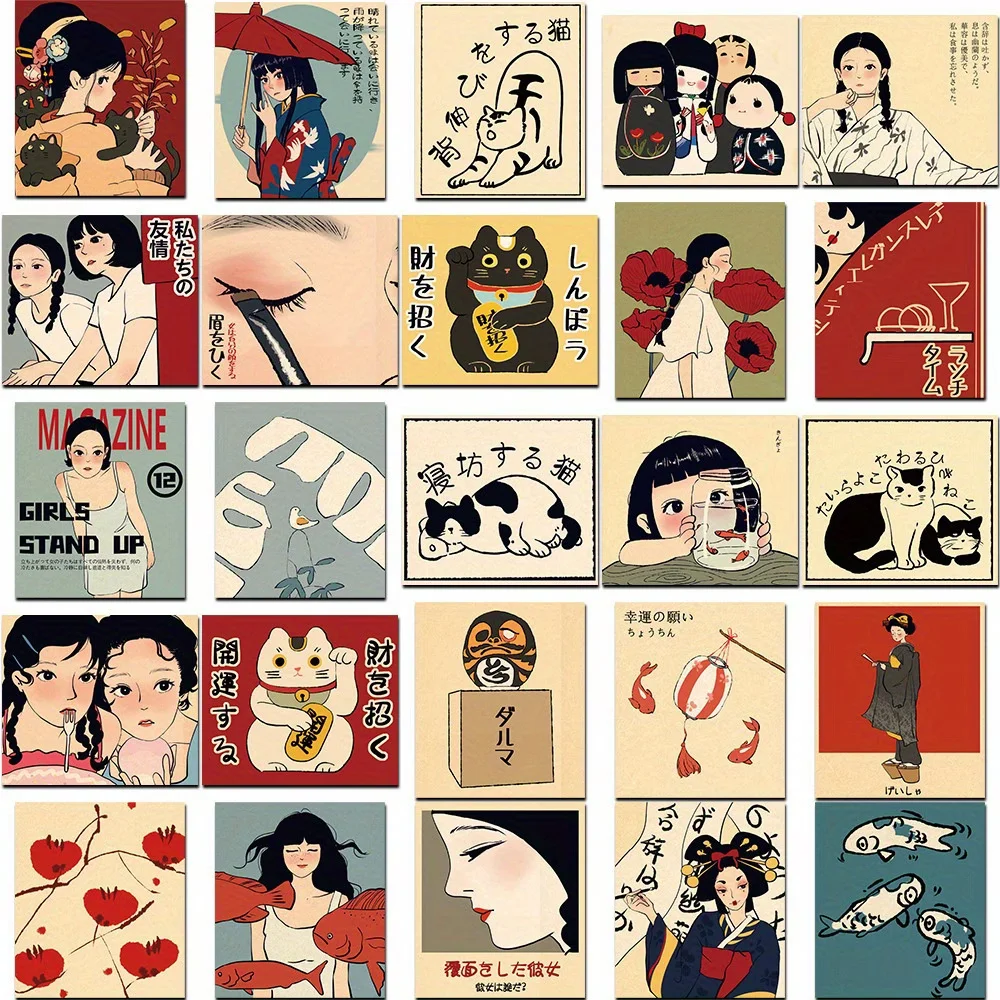 

50 шт. японских ретро-наклеек с граффити — виниловые стикеры для ноутбука, бутылки с водой, телефона, гитары | Многофункциональный декор для самостоятельного творчества