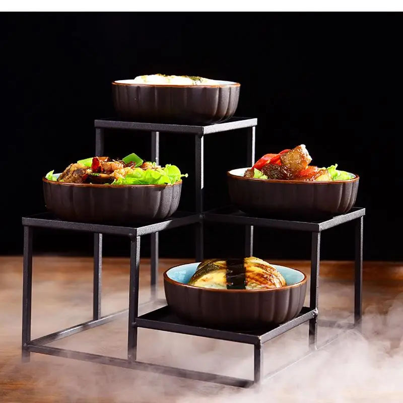 

Restaurant Tableware Wrought Iron Set Bowl Rack Cold Dish Dessert Round 5.5 Inch Dried Fruit Platter Snack Plate
