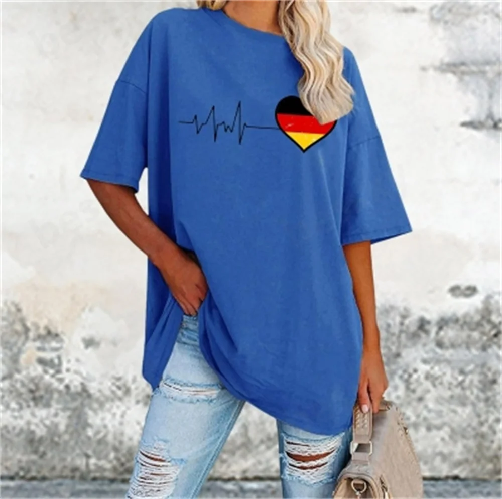 

Women's Summer Roundneck Soccer Printed Loose Casual Top T-shirt
